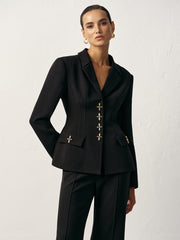 Cross-Shaped Button Blazer,Vest And Trouser Set