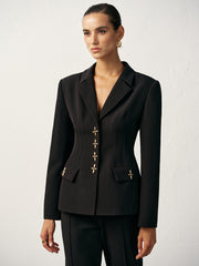 Cross-Shaped Button Blazer,Vest And Trouser Set