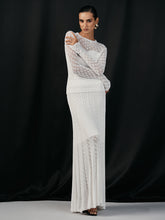 Lace Paneled Knit Maxi Shirt and Skirt Set