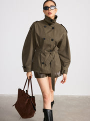 Double-Breasted Belted Trench Coat