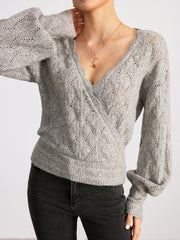 Scalloped Edge Reversible Wool Blend Sweater