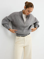 Wool Blend Half-Zip Sweater
