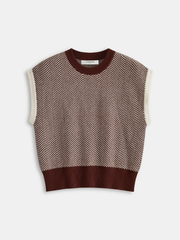 Herringbone Pattern Sleeveless Knit Vest