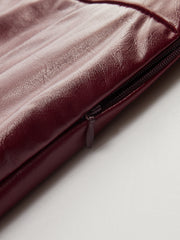 Faux Leather Panel Asymmetric Plaid Midi Skirt