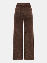 Mid-Waist Velvet Wide-Leg Pants