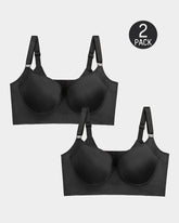 2-Pack Extra Firm High Compression Full Cup Push Up Bra - Black