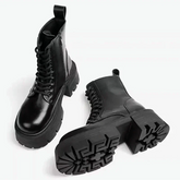 Black Genuine Leather Ankle Boots