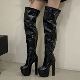 Black Soft Leather Over-the-Knee Boots
