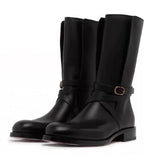 British Style Black Soft Leather Ankle Boots