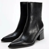 Chunky Heel Soft Leather Chelsea Boots