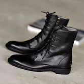Concise Style Lace Up Black Ankle Boots