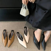 Designer Spring Brand Women Slipper Pointed Toe Slip on Ladies Mules Thin Low Heel Outdoor Dress Sandal Shoes