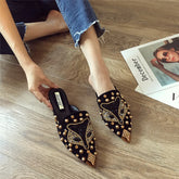 Designer Rhinestone Fox Half-slippers