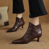Designer Spring Vintage Pointed Toe Women High Heel Ankle Boots