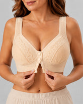Three-Pack Front-Close Jacquard Full Cup Wire-Free Seamless Bra