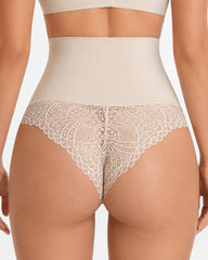 2-Pack High Waist Elastic Tummy Control Lace Hip Lift Shaping Thongs