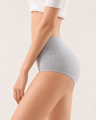 Five-Pack Pure Cotton High Waist Tummy Control Ribbed Briefs