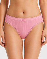 5-Pack Cotton Breathable Stretchy Bow Lace-trimmed Briefs