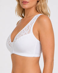 2-Pack Deep V Front Closure Lace Trim Vest Bra