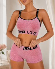 Casual Seamless Comfortable Letter Colorblock Underwear Set