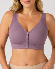 Plus Size Front-Close Seamless Wire-Free Full Cup Breathable Bra