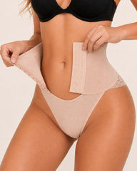 Front Closure Hook-eye Tummy Control Lace Shaping Panties