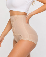 High Waist Hook-eye Tummy Control Mesh Seamless Shaping Panties