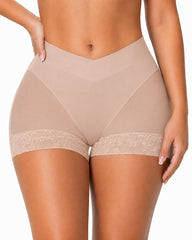 V Crossover Sheer Mesh Elastic Tummy Control Butt Lifting Shaping Panties