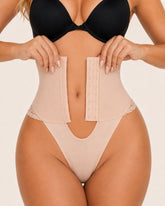 Front Closure Hook-eye Tummy Control Lace Shaping Panties