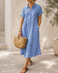 Casual Loose Striped Long Shirt Dress