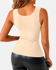 High Strechy Seamless U Neck Built-in Bra Tank Tops
