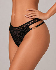 Multiple-Pack Lace Mesh Metal Buckle Decoration Thongs