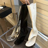 Eilyken Clip Toe Low Heels Knee High Boot Sandals Woman Zipper Banquet Summer Shoes