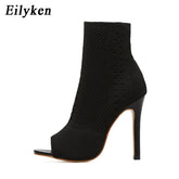 Eilyken Green Knitting Elastic Womens Sock Ankle Boots