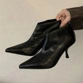 Elegant Black Soft Leather Ankle Boots