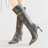 Elegant Pointed Toe Side Zipper Design Knee Boots