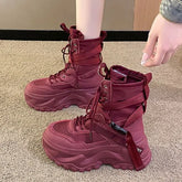 Mesh Splicing Platform Ankle Boots
