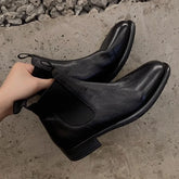Pleated Design Brown Ankle Boots