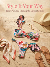 Flower Printed One Shoulder Bikini Frilled Two-pieces Bikini Set