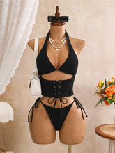 Lace Up Tankini Halter Bikini Two-pieces Bikini Set