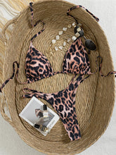 Leopard Halter Diamond Mini Thong Bikini Two-pieces Bikini Set