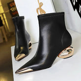 Metal Hollow Heel Short Boots