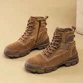 Brown Lace Up Cow Suede Ankle Boots