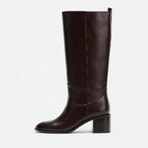 Designer Brown Chunky Root Knee High Boots