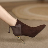 Elegant Brown Suede Short Boots
