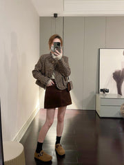 Velvet Mini Skirt with Belt