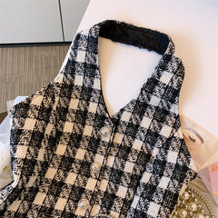 Checkered Halter Neck Vest