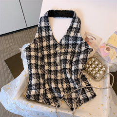 Checkered Halter Neck Vest