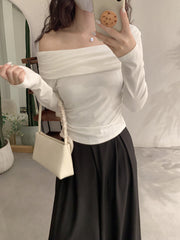 Off-Shoulder Long Sleeve T-Shirt
