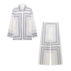 Stripe Pattern Shirt and Pants Set